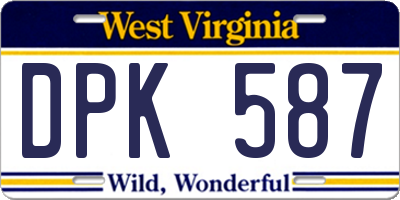 WV license plate DPK587