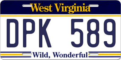WV license plate DPK589