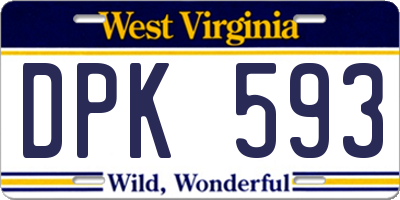 WV license plate DPK593