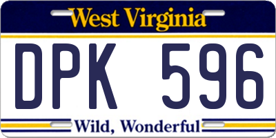 WV license plate DPK596