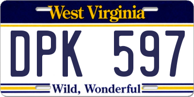 WV license plate DPK597