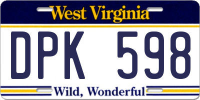 WV license plate DPK598