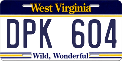 WV license plate DPK604