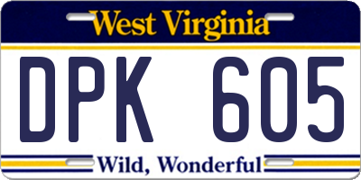 WV license plate DPK605
