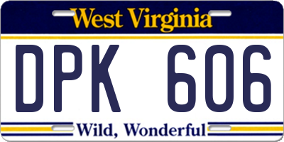 WV license plate DPK606