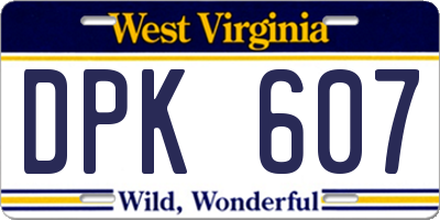 WV license plate DPK607