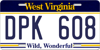 WV license plate DPK608