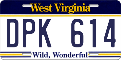 WV license plate DPK614