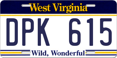 WV license plate DPK615