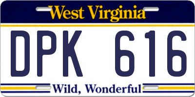 WV license plate DPK616