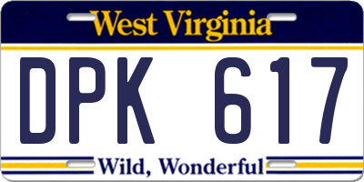 WV license plate DPK617