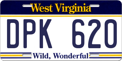 WV license plate DPK620