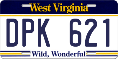 WV license plate DPK621