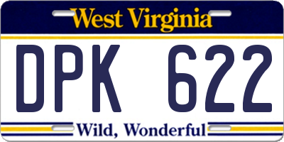 WV license plate DPK622