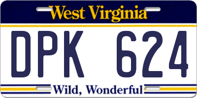 WV license plate DPK624