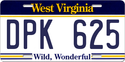 WV license plate DPK625