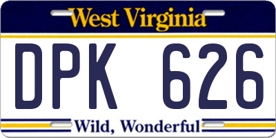 WV license plate DPK626