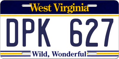 WV license plate DPK627