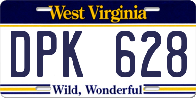 WV license plate DPK628
