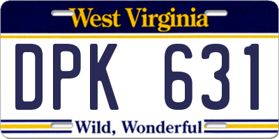 WV license plate DPK631