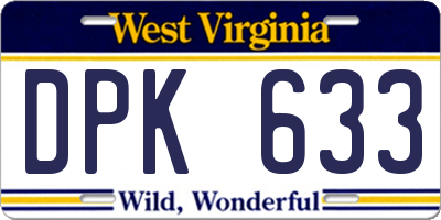 WV license plate DPK633