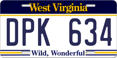 WV license plate DPK634