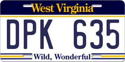 WV license plate DPK635