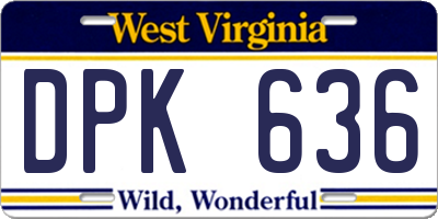 WV license plate DPK636