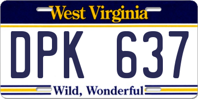 WV license plate DPK637