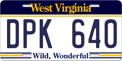 WV license plate DPK640