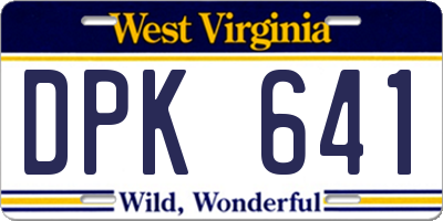 WV license plate DPK641