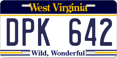 WV license plate DPK642