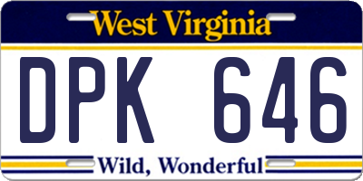 WV license plate DPK646