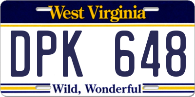 WV license plate DPK648