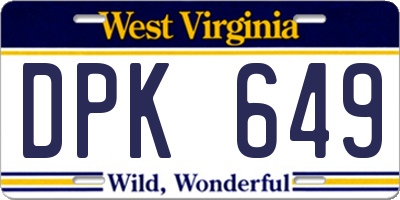 WV license plate DPK649
