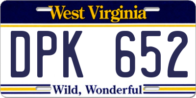 WV license plate DPK652