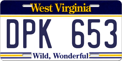 WV license plate DPK653