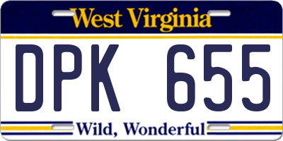 WV license plate DPK655
