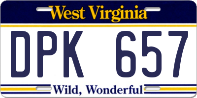 WV license plate DPK657