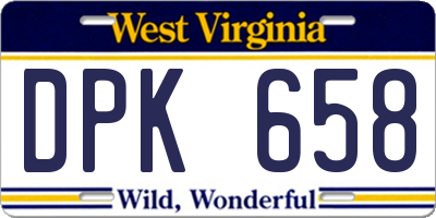 WV license plate DPK658
