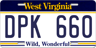 WV license plate DPK660