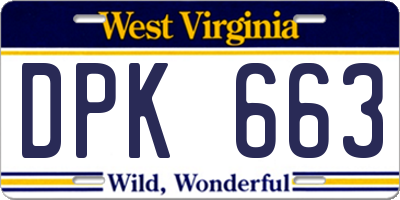 WV license plate DPK663
