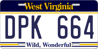 WV license plate DPK664