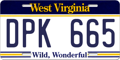 WV license plate DPK665