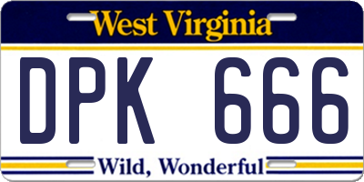 WV license plate DPK666