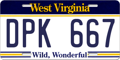 WV license plate DPK667