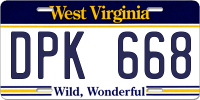 WV license plate DPK668