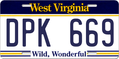 WV license plate DPK669