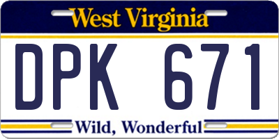WV license plate DPK671