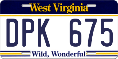 WV license plate DPK675